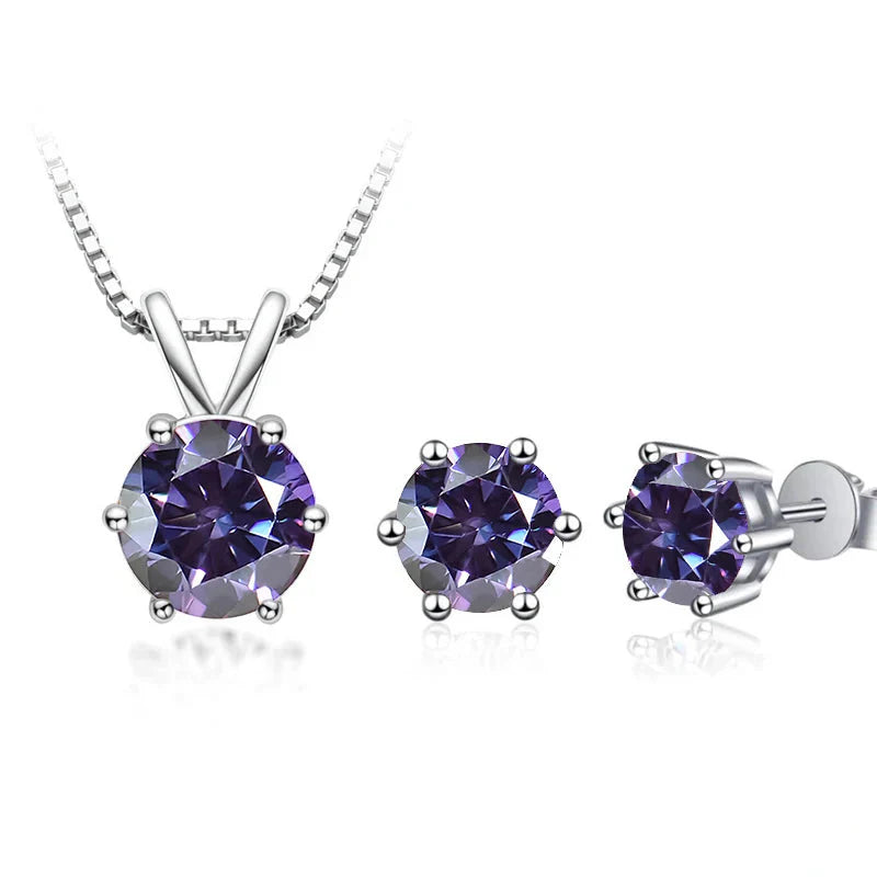 3Ct Moissanit Halskette Ohrringe Set 925 Sterling Silber GRA Zertifikat Hochzeit