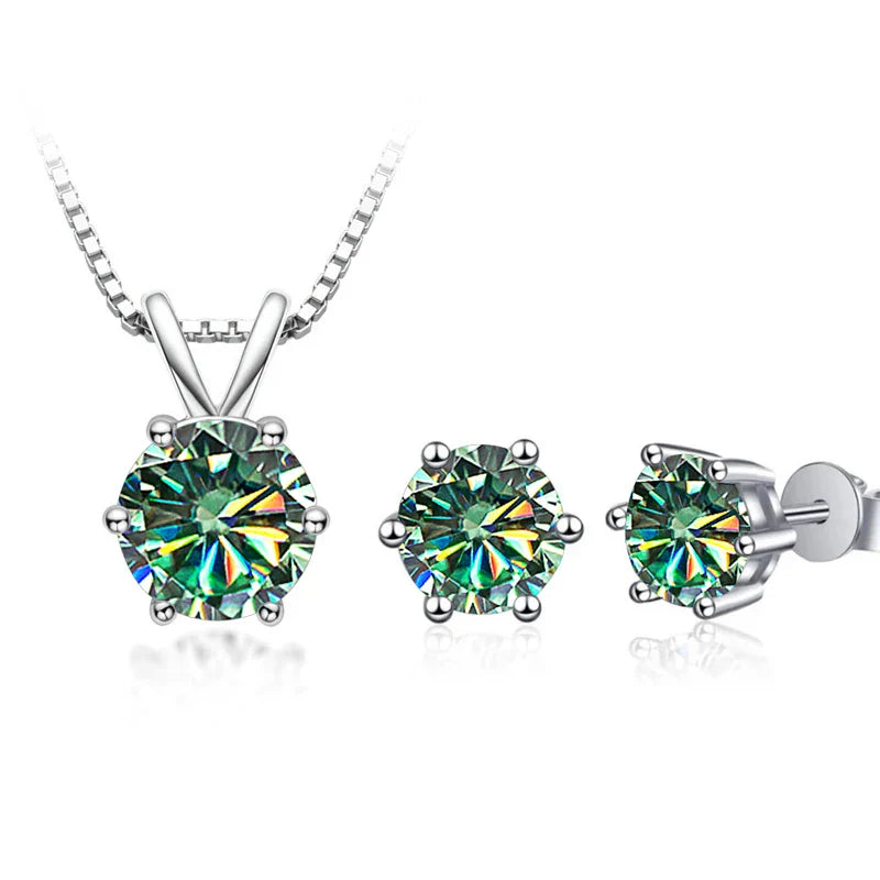 3Ct Moissanit Halskette Ohrringe Set 925 Sterling Silber GRA Zertifikat Hochzeit