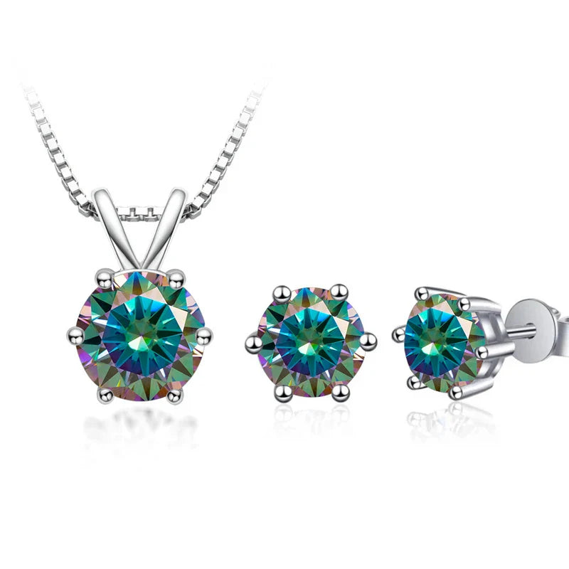 3Ct Moissanit Halskette Ohrringe Set 925 Sterling Silber GRA Zertifikat Hochzeit