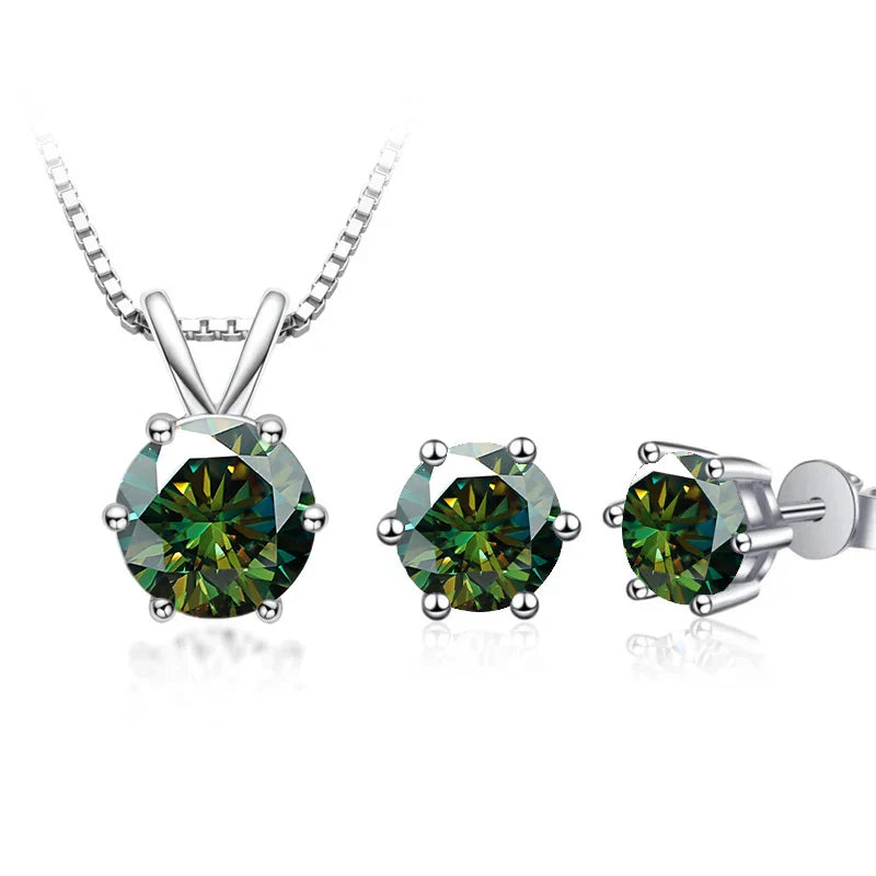 3Ct Moissanit Halskette Ohrringe Set 925 Sterling Silber GRA Zertifikat Hochzeit