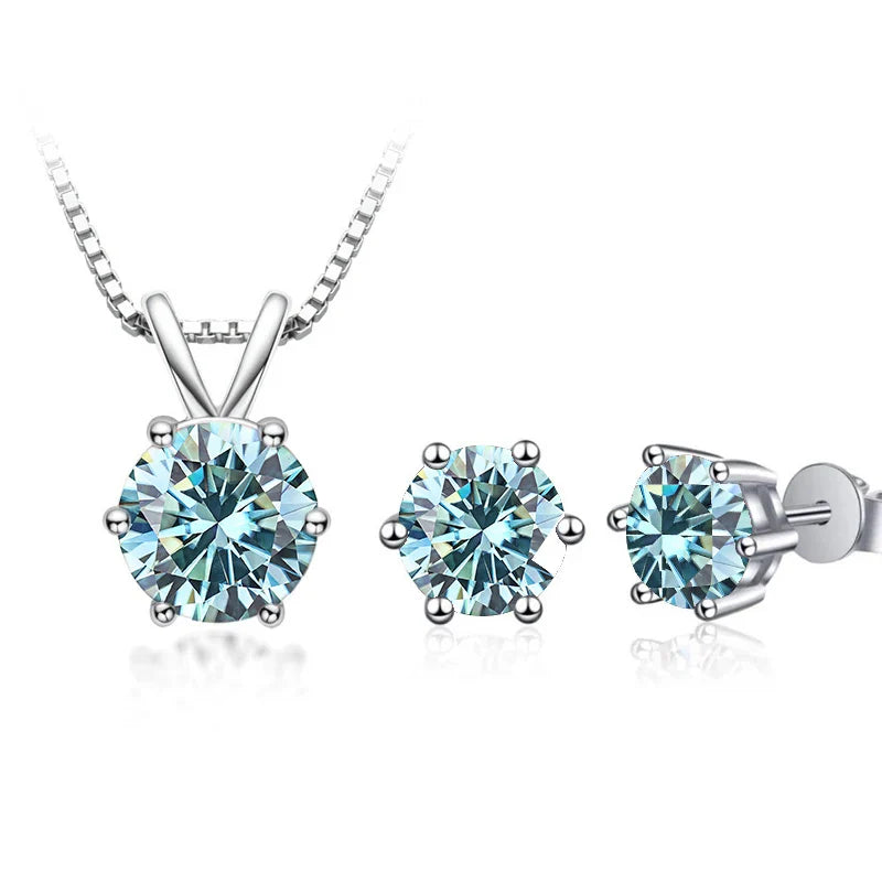 3Ct Moissanit Halskette Ohrringe Set 925 Sterling Silber GRA Zertifikat Hochzeit