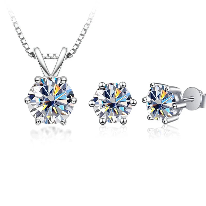 3Ct Moissanit Halskette Ohrringe Set 925 Sterling Silber GRA Zertifikat Hochzeit