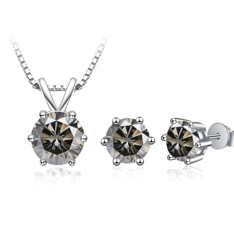3Ct Moissanit Halskette Ohrringe Set 925 Sterling Silber GRA Zertifikat Hochzeit