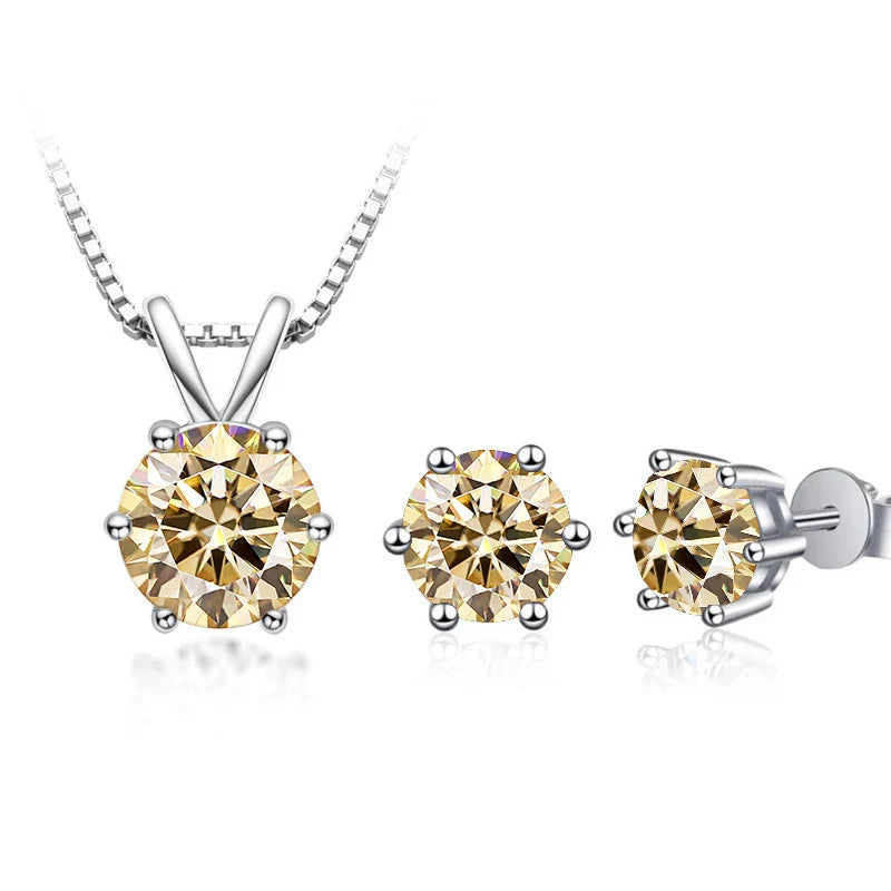 3Ct Moissanit Halskette Ohrringe Set 925 Sterling Silber GRA Zertifikat Hochzeit