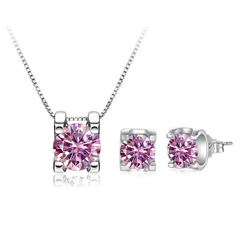 3 Karat D-Farbe Moissanit Halskette & Ohrringe Set Sterlingsilber 925 Brautgeschenk