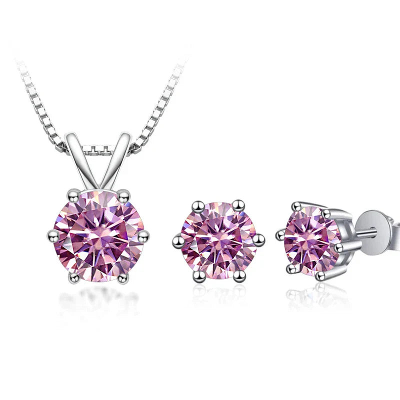 3Ct Moissanit Halskette Ohrringe Set 925 Sterling Silber GRA Zertifikat Hochzeit