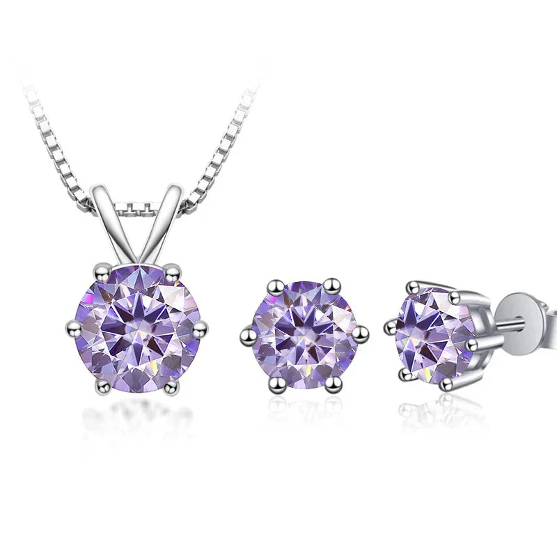 3Ct Moissanit Halskette Ohrringe Set 925 Sterling Silber GRA Zertifikat Hochzeit