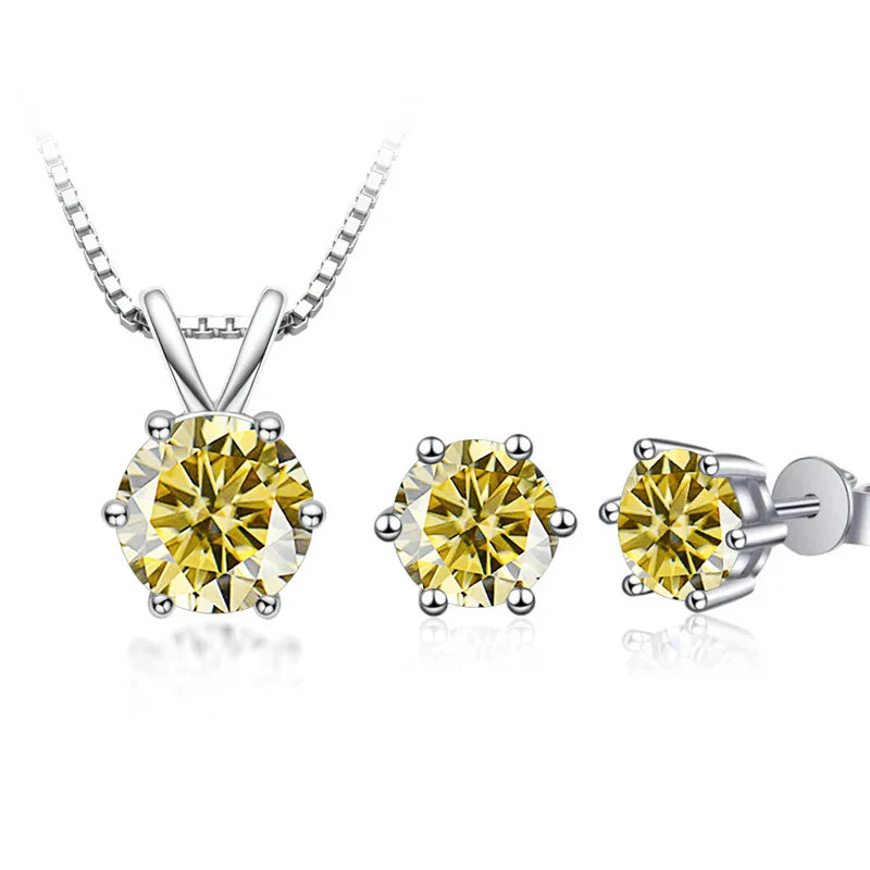 3Ct Moissanit Halskette Ohrringe Set 925 Sterling Silber GRA Zertifikat Hochzeit