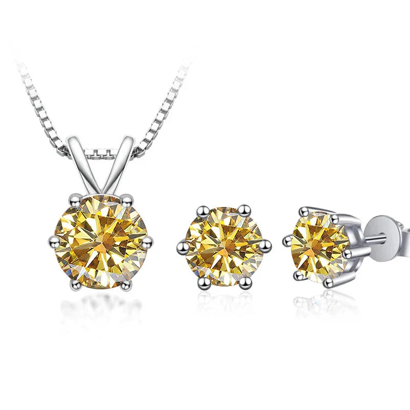3Ct Moissanit Halskette Ohrringe Set 925 Sterling Silber GRA Zertifikat Hochzeit