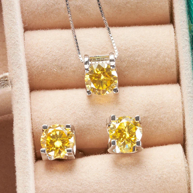 3 Karat D-Farbe Moissanit Halskette & Ohrringe Set Sterlingsilber 925 Brautgeschenk