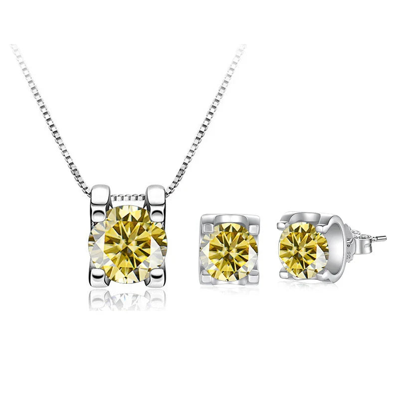 3 Karat D-Farbe Moissanit Halskette & Ohrringe Set Sterlingsilber 925 Brautgeschenk