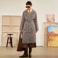 Casual Woolen Lace-up Long Coat