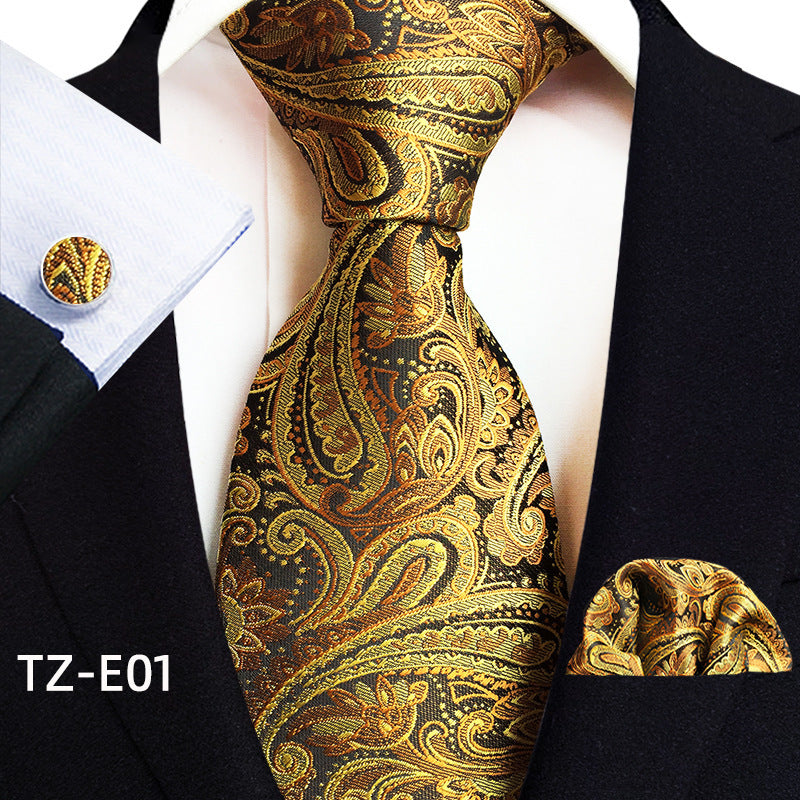 Paisley Tie Square Scarf Pocket Square Cufflinks Three-piece Set
