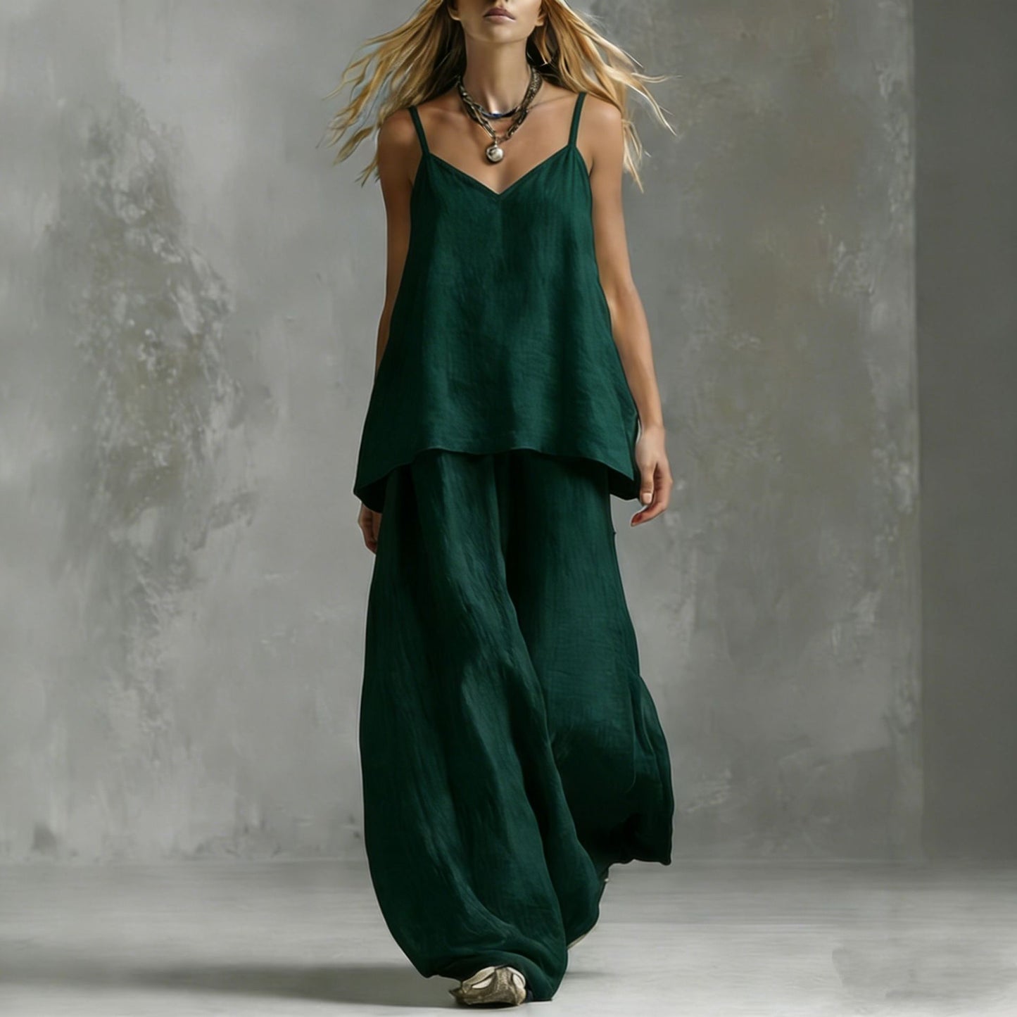 Women's Sleeveless Elegant Pantsuit – Off-Shoulder 2-Piece Suit Set