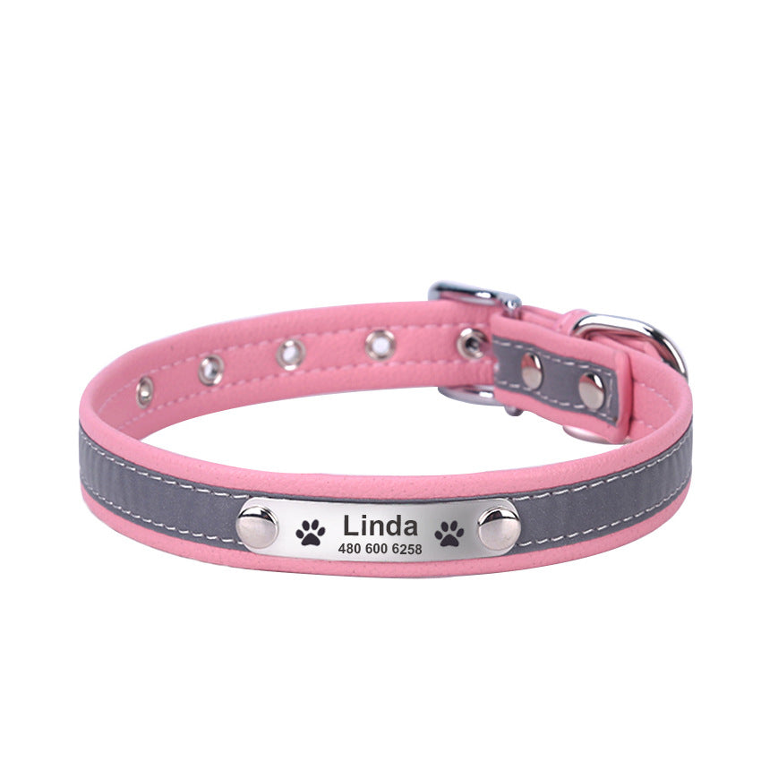Reflective Lettering Collar Small And Medium Dog Collar Microfiber Soft Cat Collar