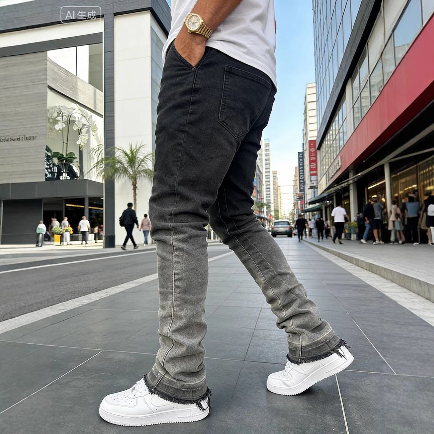 High-Street Gradient-Washed Mens Jeans