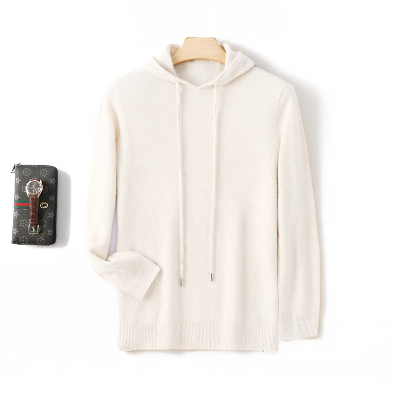 Hooded Solid-color Knitted Hoodie Sweater