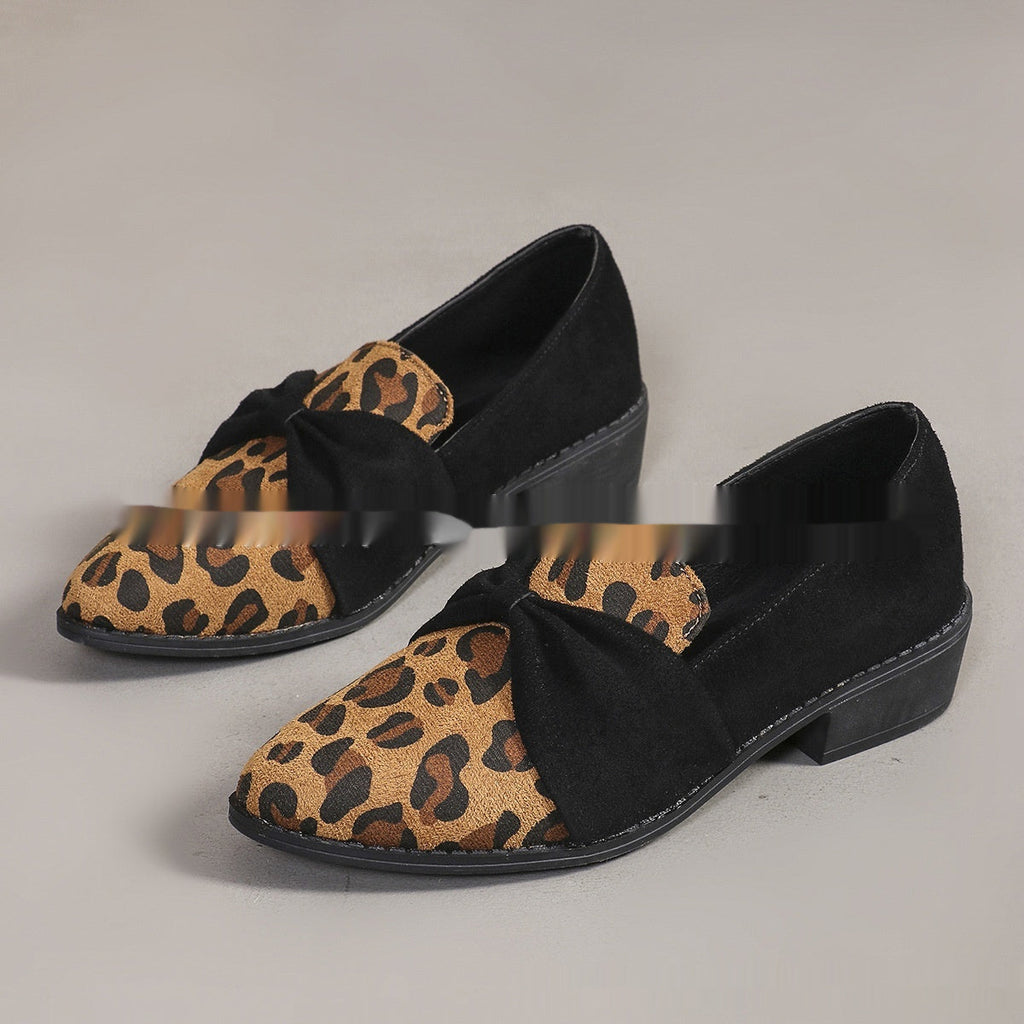 Bow Leopard Print Casual Pumps Women