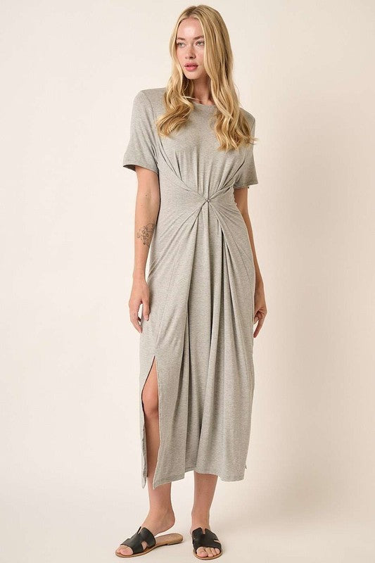Side Slit Round Neck Short Sleeve Maxi Dress For Women – Casual and Chic Dress with Side Slits for a Relaxed yet Polished Look