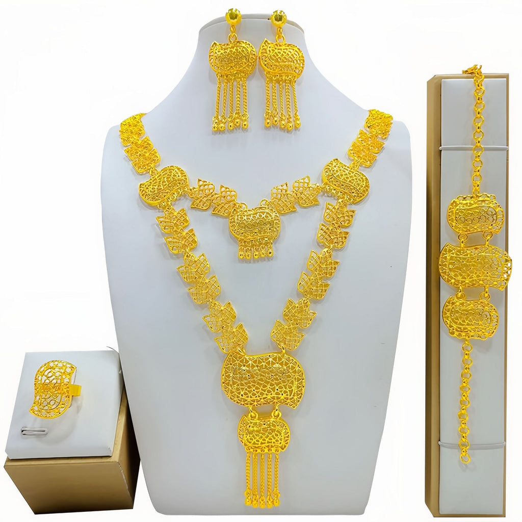 Fashion Women's Necklace Earring Ring Bracelet Suit