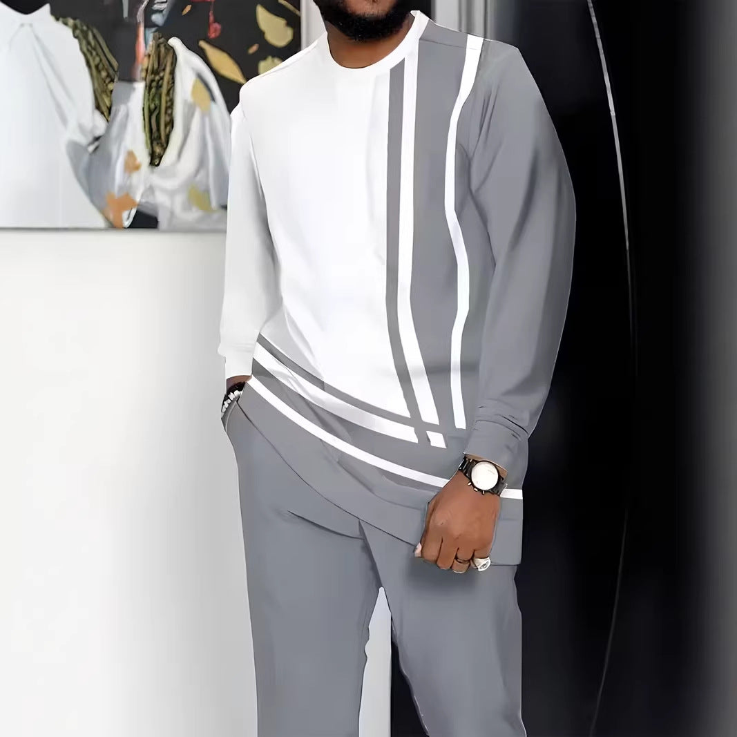 Fashionable Mens Long-Sleeve Pants Sports Suit