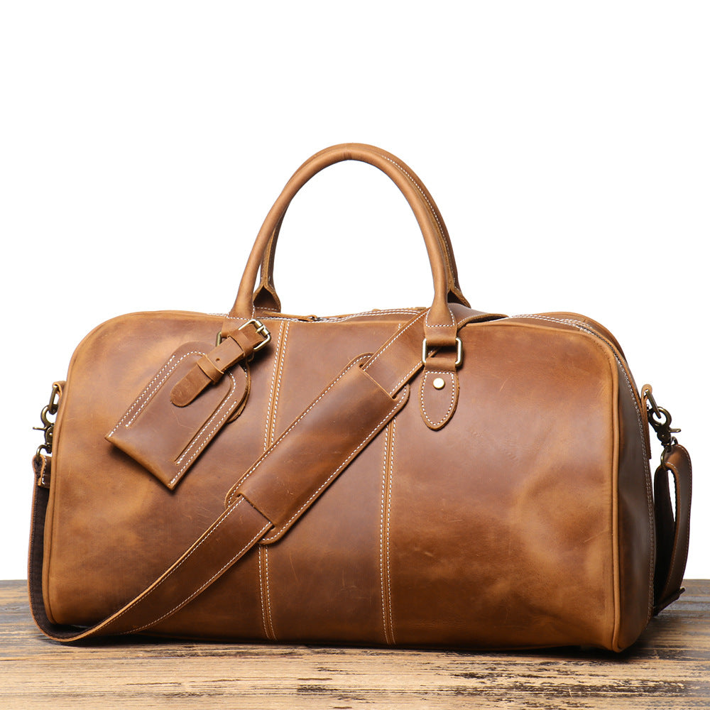Retro New Men's Genuine Leather Portable Travel Bag