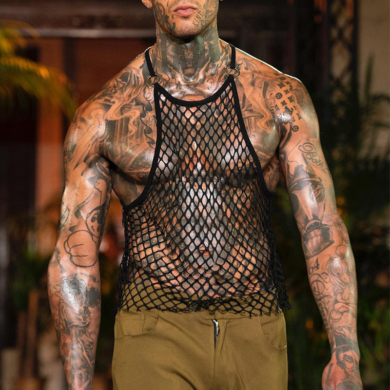 European And American Men See-through Mesh Vest