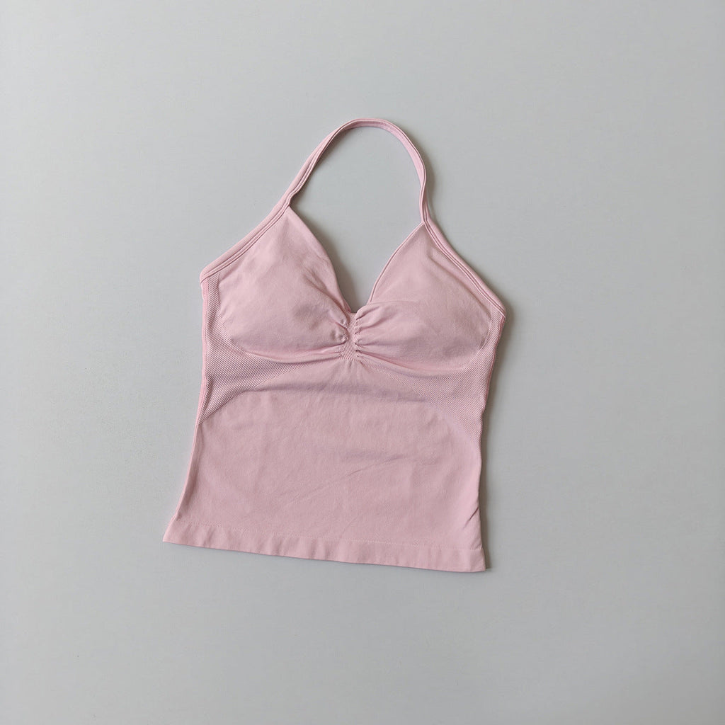 Seamless Halter-Neck Sports Fitness Slim-Fit Yoga Tank Top For Women