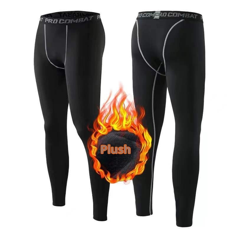 Autumn And Winter Fleece-lined Sports Tights Men