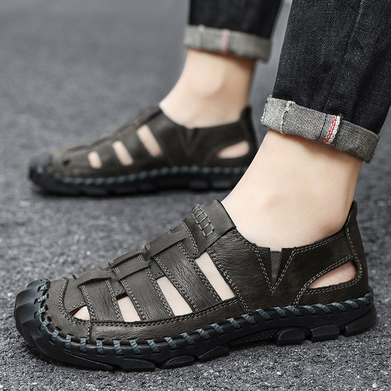 Plus-size Mens Hollow-out Sandals With A Sewn-in Sole