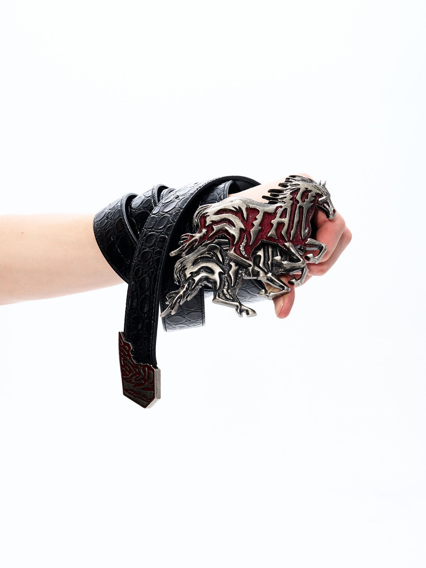 Textured Embossed Full-grain Leather Belt