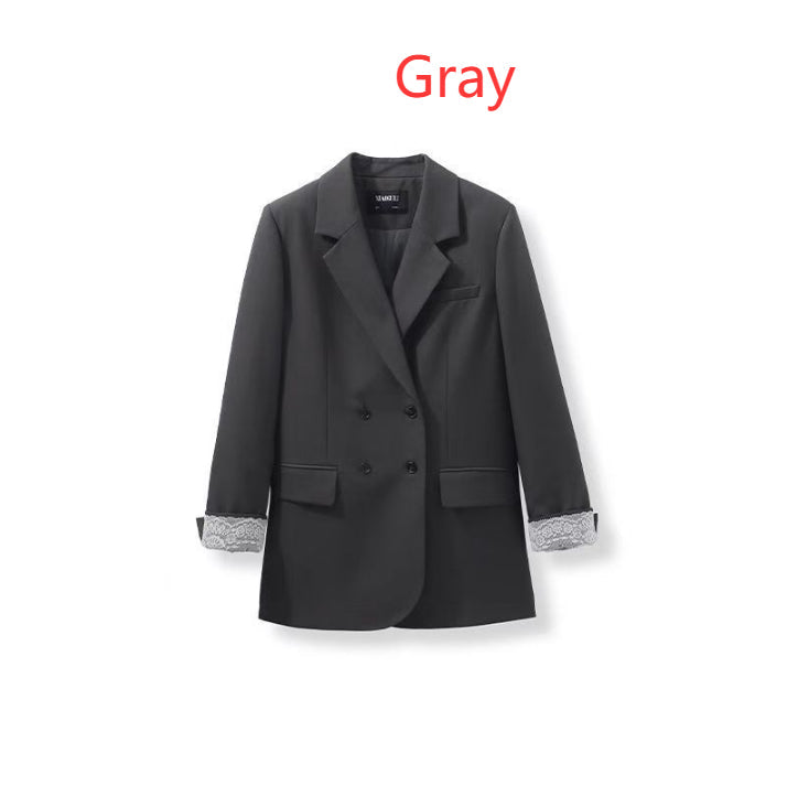 Gray Korean-style Loose Casual Blazer For Women