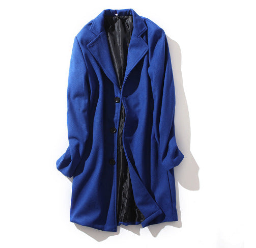 Mens Mid-length Long-sleeve Wool Coat Autumnwinter Wool Outerwear