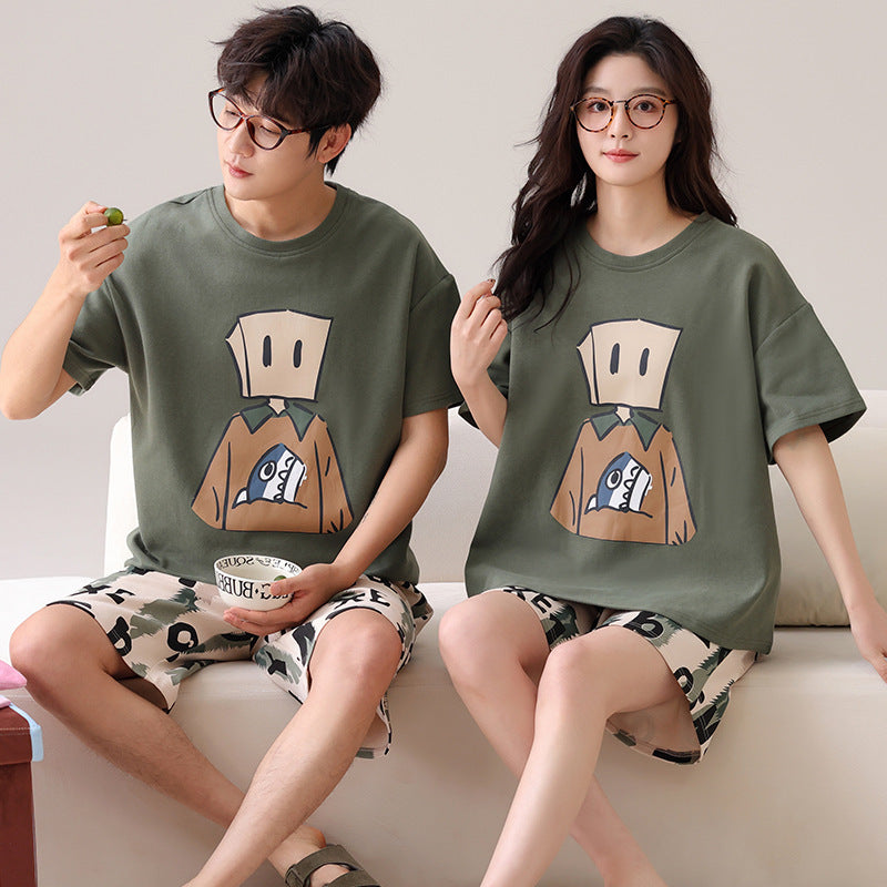 Outdoor Wear Loose Short-sleeved Shorts Couple Pajamas