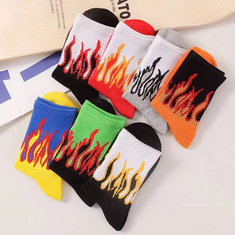 Best-selling Street-style Influencer Fashion Brand Flame-patterned Mid-calf Socks