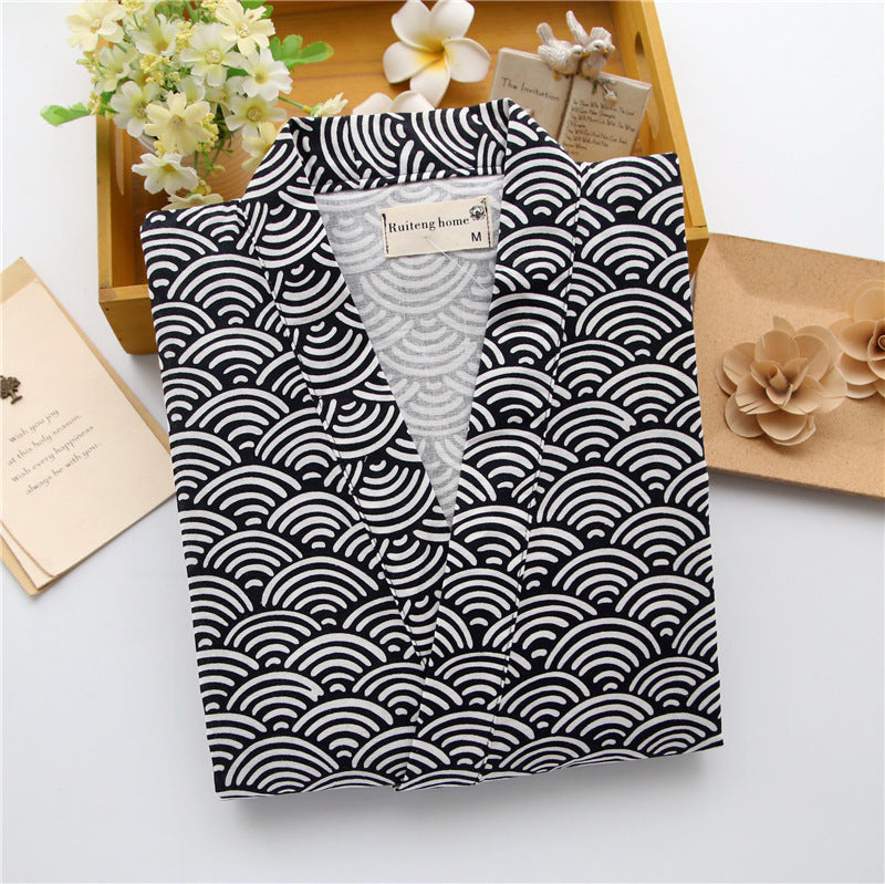 Mens Short-sleeve And Shorts Pajama Set Made Of Pure Cotton Gauze