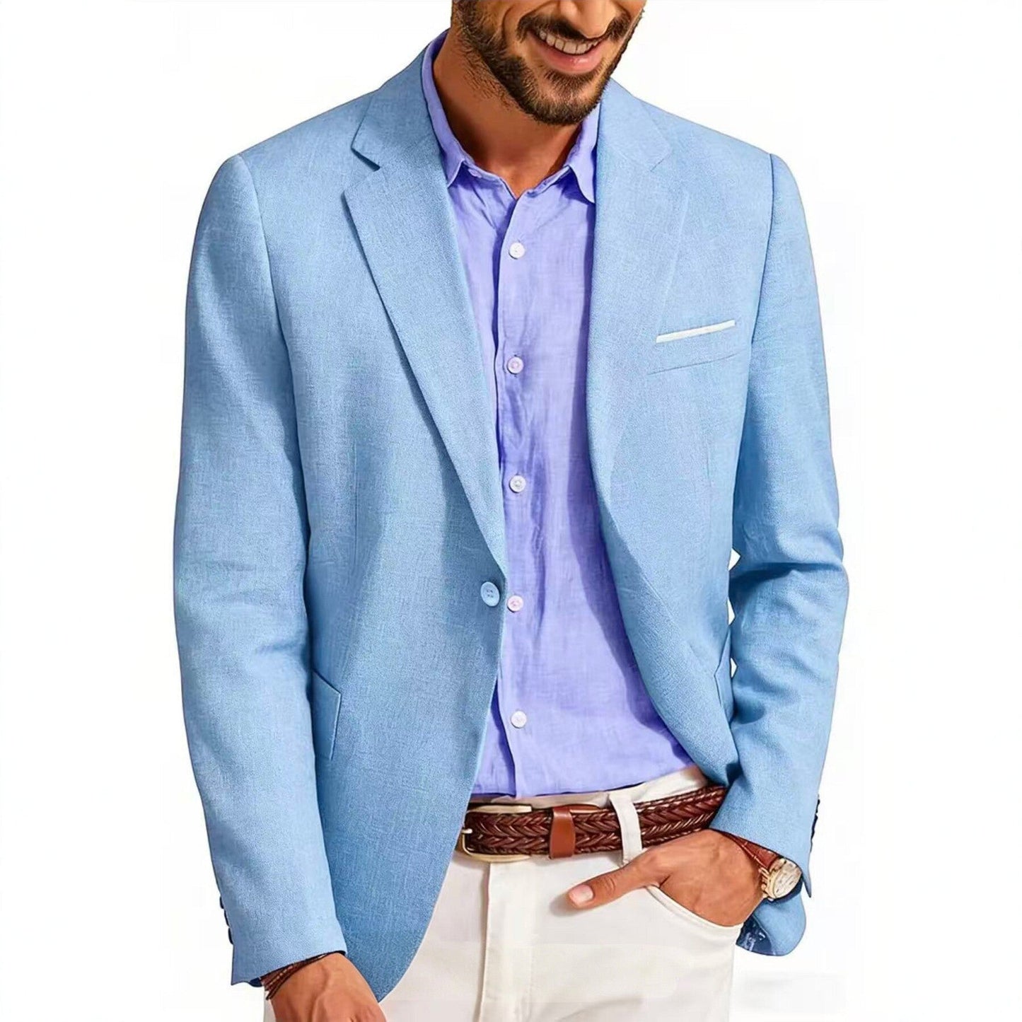 Mens Casual Blazer Single-breasted Slim-fit Suit Jacket