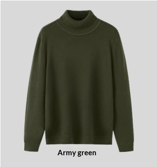 Mens Loose-fitting Warm Turtleneck Knit Sweater