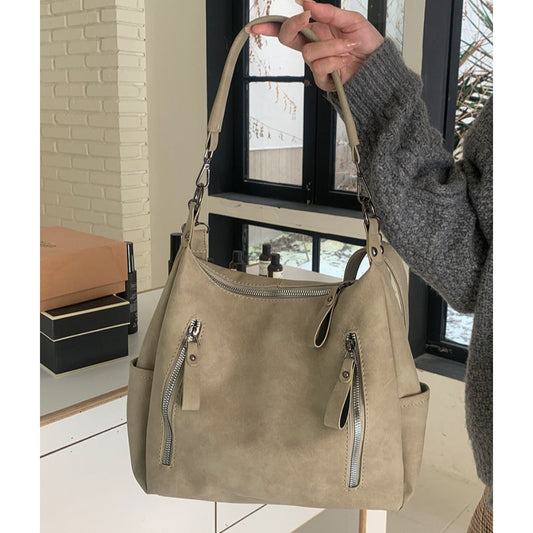 Vintage large capacity hobo bag for women, women's fashion tote bag, textured portable commuter bag