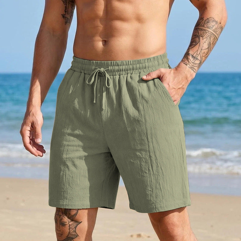 Mens Casual Loose Linen Beach Shorts