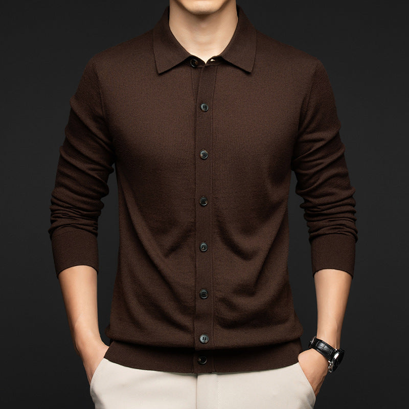 Mens Casual Commuter-style Solid-color Wool Sweater