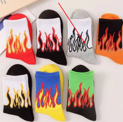 Best-selling Street-style Influencer Fashion Brand Flame-patterned Mid-calf Socks
