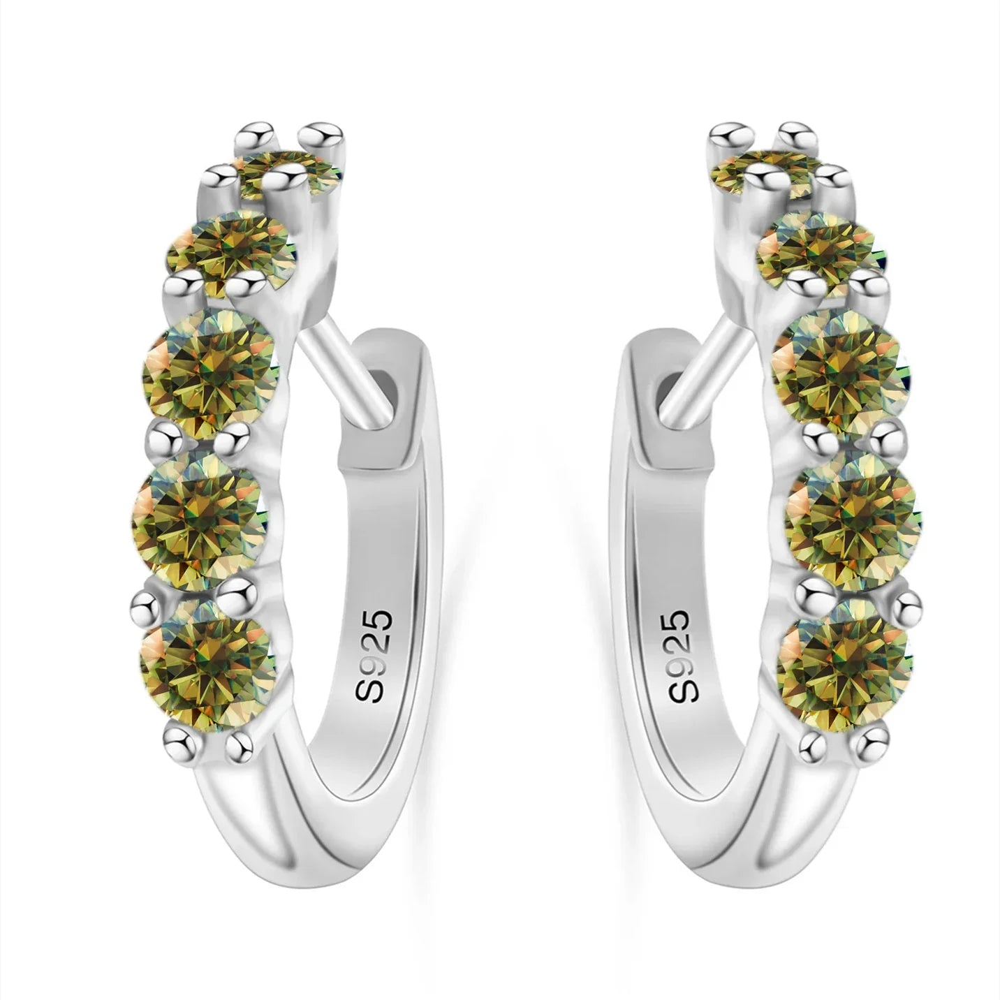 1ct D Color 3mm Moissanite Hoop Charm Earrings 925 Sterling Silver Women