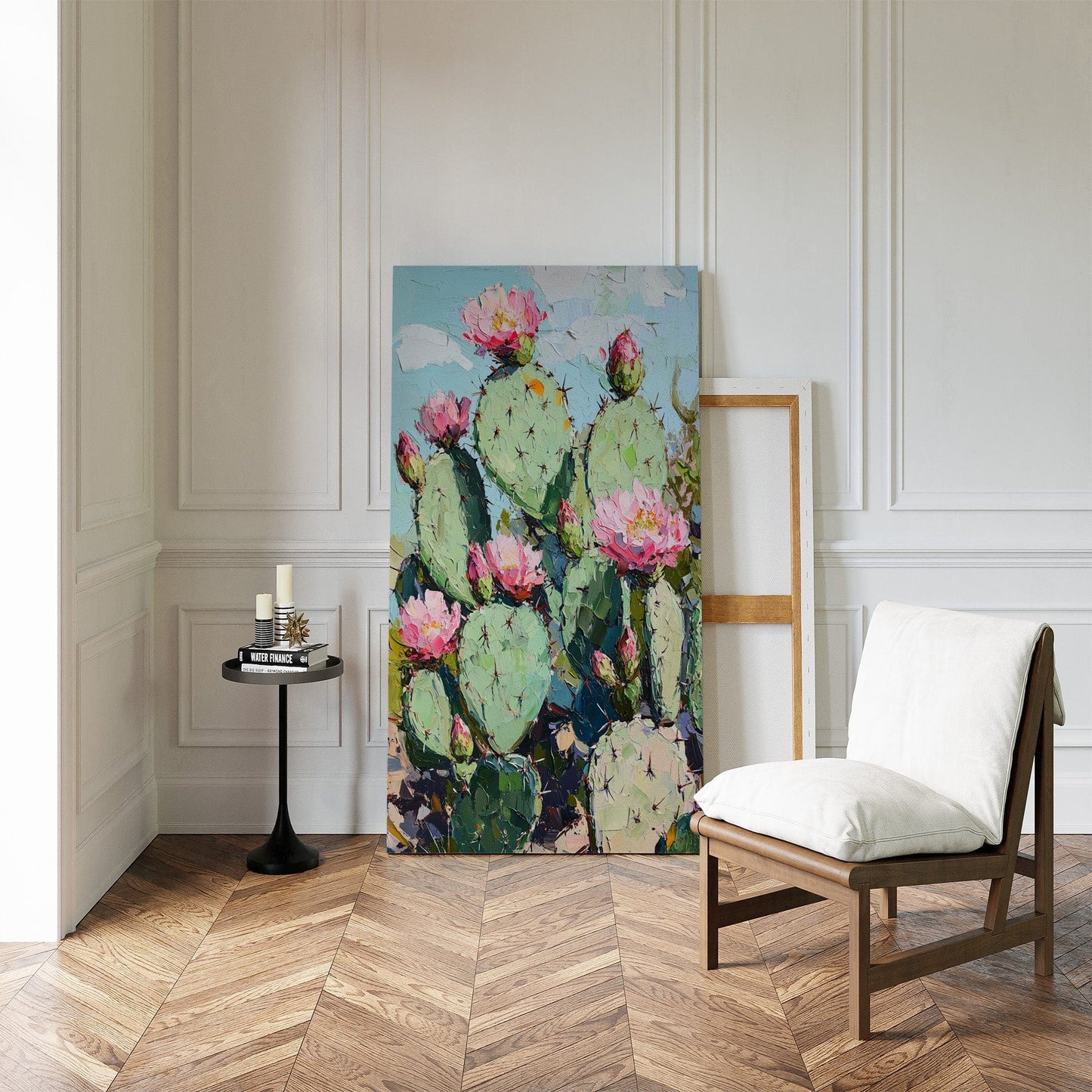 Blühende Feigenkakteen – Lebendige Kaktusblüten-Wandkunst