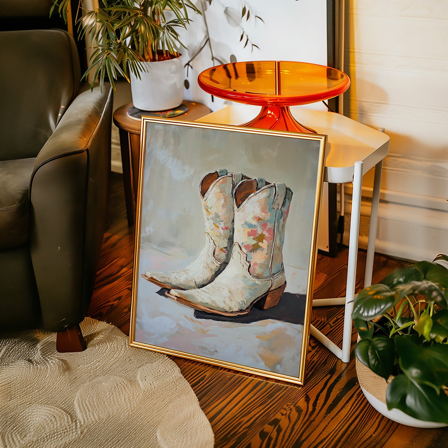 Bemalte Sohlen: Florale Cowboystiefel