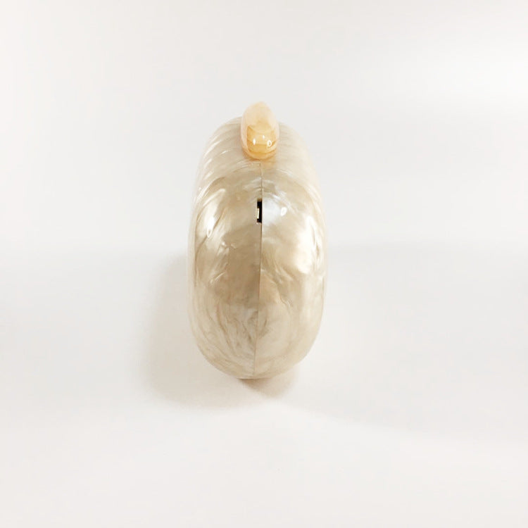 Women's Oval Acrylic Solid Color Pearly Evening Bag