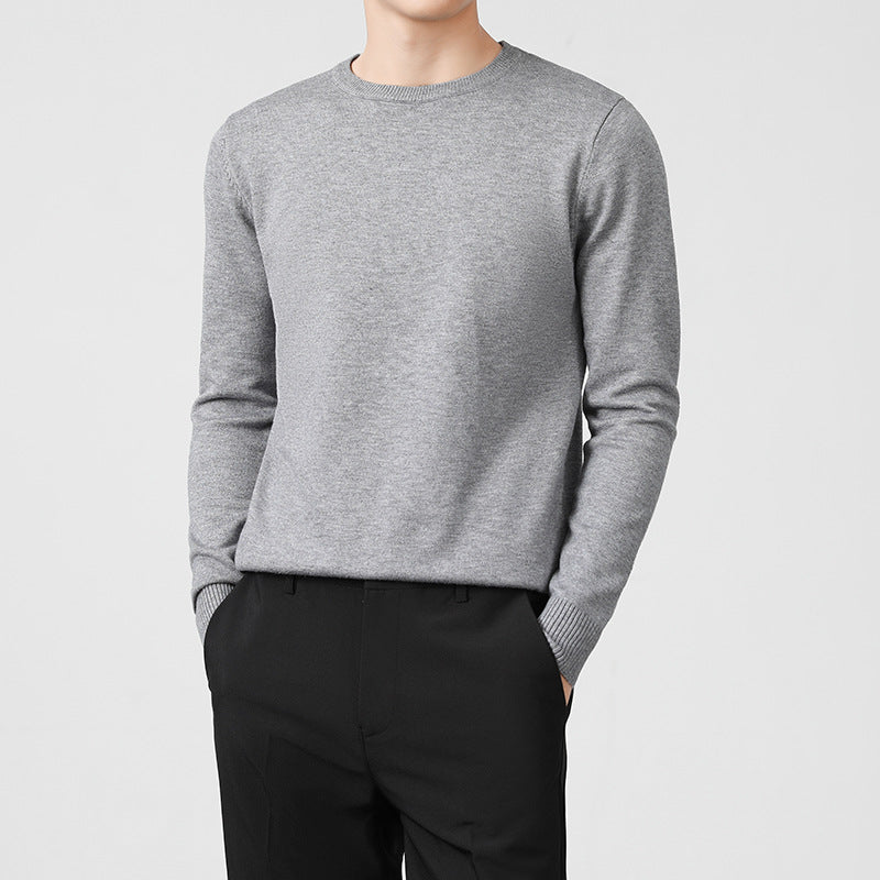 Mens Thickened White Knit Bottoming Sweater