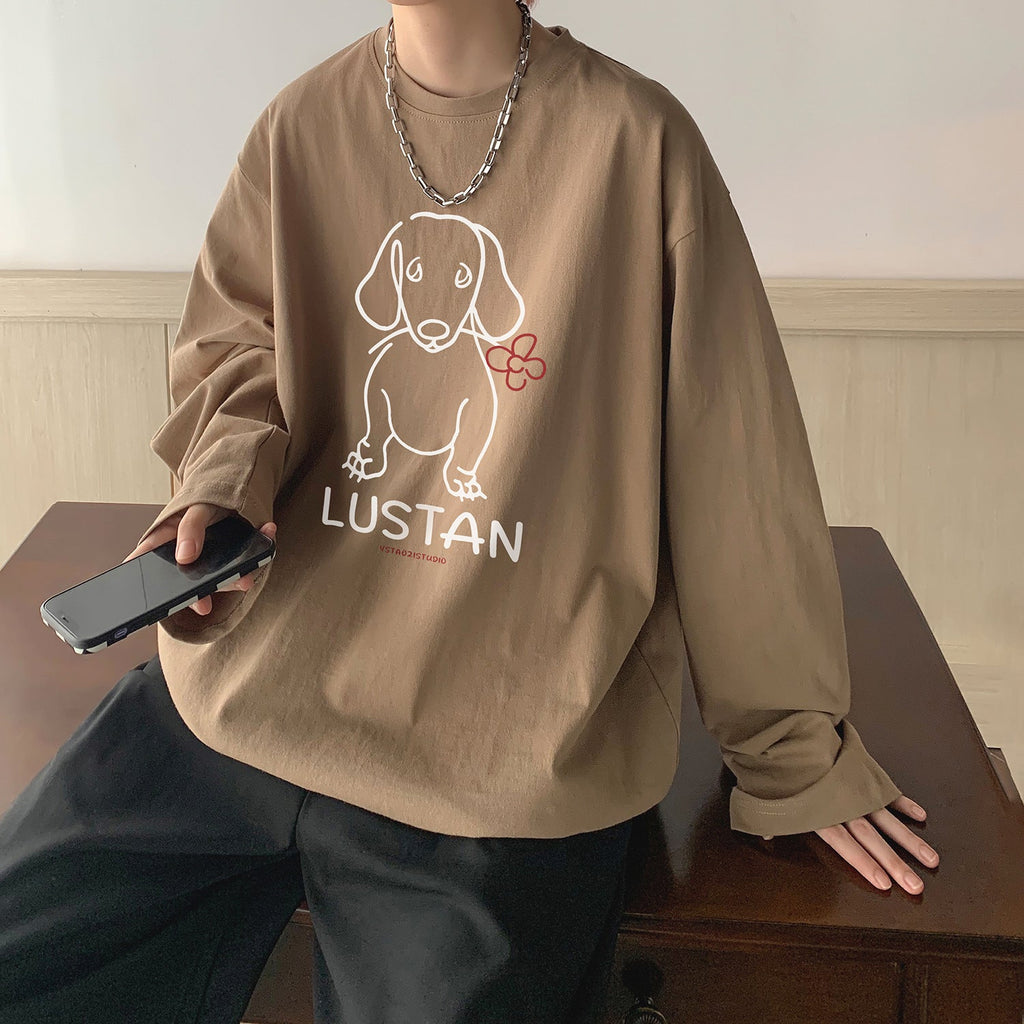 Cartoon Puppy Printed Long Sleeve T-shirt