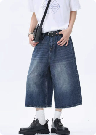 Summer Mens Capri Pants Trendy Denim ShortsAmerican Style