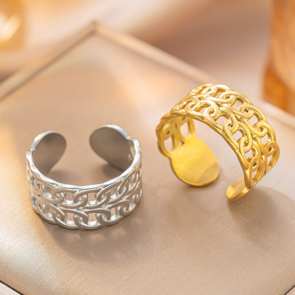 Stainless Steel Adjustable Open Ring For Women